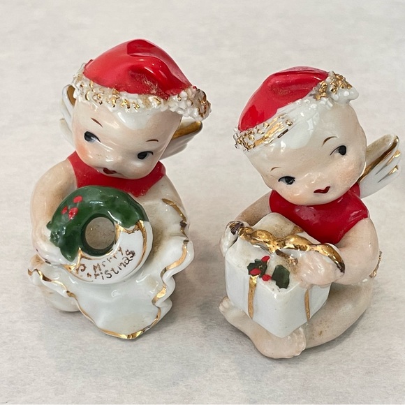 Vintage Spaghetti Santa Planter Figurine & Cherub Baby Angels Christmas - Picture 4 of 15